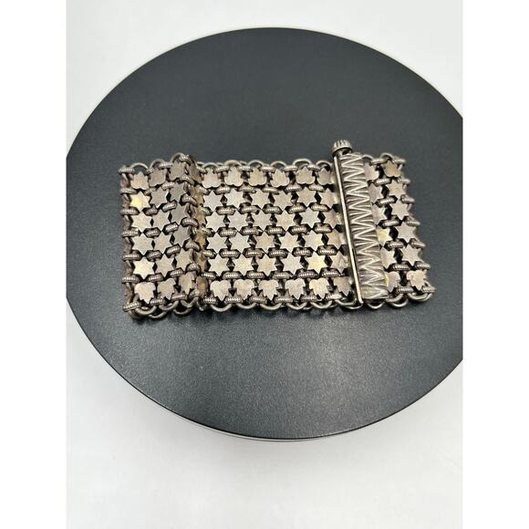 Vintage Wide Sterling Silver Chainmail Mesh 115g Ornate Clasp Statement Bracelet - Picture 12 of 15